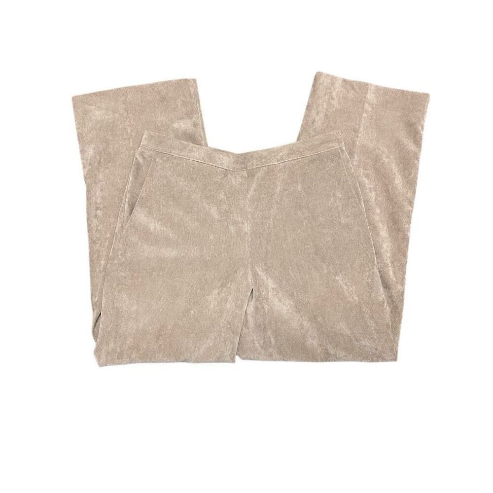 Alfred Dunner Khaki Tan Corduroy Straight Pants Size 12 Petite High Rise Pull On